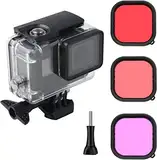 Lupholue Wasserdichtes 60 m transparentes Unterwassergehäuse mit rot-violett-rosa Filter for GoPro Hero (2018), GoPro Hero 7 Black, GoPro Hero 6/6 Black Hero 5/5 Black