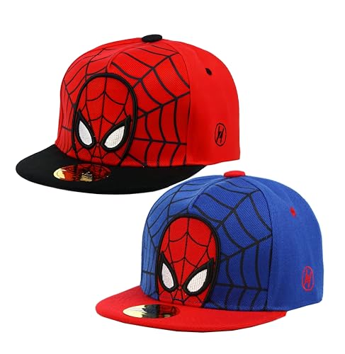 Fexinshern Spider Baseball Cap Set für Kinder, verstellbar, für Jungen und Mädchen, 2 Stück Baseballkappe für Jungen, Hüte, Mützen & Caps für Baby-Jungen, Baseballkappe für Mädchen