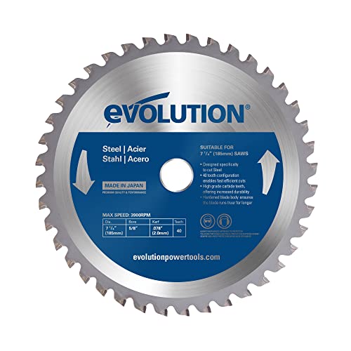 Evolution M185TCT-40CS - 185 mm Sägeblatt zum Schneiden von Baustahl - Metall-Sägeblatt mit 40 Zähnen und Hartmetallbestückung erzeugt praktisch keine Hitze, Grate oder Funken