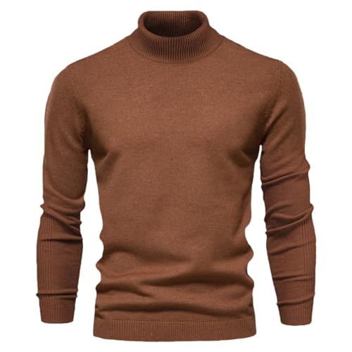 WKAYsIV Fleecepullover Damen rot Oversized Herren Reine Farbe Pullover Hoher Kragen Herren Casual Pullover Mäntel Für Herren Frühling(Kaffee,M)