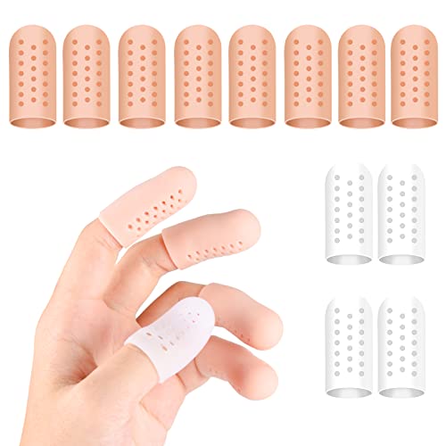 Xinzistar 12 Stück Fingerschutz Silikon Gel Fingerlinge Daumenschutz Atmungsaktive Fingerhülsen Finger Abdeckung Fingerkappen für Triggerfinger Handekzem Fingerarthritis, Bei Blasen, Fingerknacken