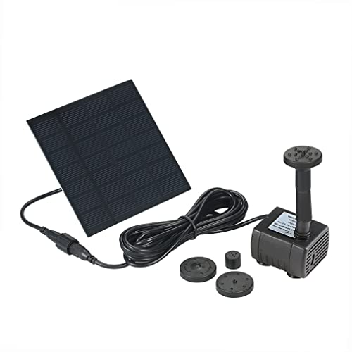 Decdeal Solar-Brunnen Wasserpumpe Garten Brunnen 7V teichpumpe Mit 7 Zubehörteilen,Kabellänge 300cm,Maximale Durchflussmenge 150L/H,Geeignet für draußen,Garten