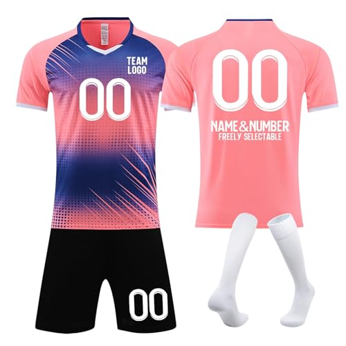 Kinder Trikot Personalisiert Trikot Deutschland Em 2024 Kinder Shorts Fußball Set Fanshirt Deutschland Trikot Herren Personalisiertes Trikot Kinder Trikot T Shirt Personalisiert Herren(#H Pink)