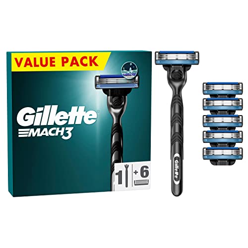 Gillette Mach3 Nassrasierer Herren, Rasierer + 6 Rasierklingen mit 3-fach Klinge