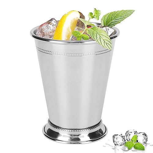 Agatige 400 ml Mint-Julep-Becher, 14 Unzen, silberne Cocktailgläser aus Edelstahl, Moscow Mule Cup, Mint-Julep-Gläser, Metallweingläser, Cocktailbecher, Mixgetränkeglas für Zuhause, Party, Bar