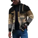 KONG JIMFAN Herren Jacke Moorhead Jacke Herrenhemden Herren Winterjacke Westen Herren Windjacke Herren Leicht Winter Jacket Men Oversize Bomberjacke Arbeitshemd Herren Hemdjacke Herren(Light Brown,L)