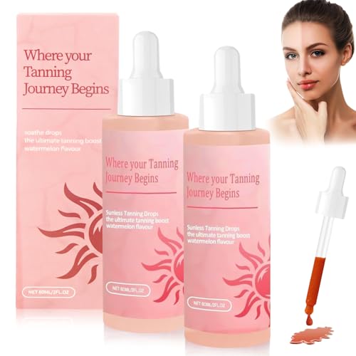 2 Stück Bräunungstropfen zum Trinken, Natürliche Tanning Drops Trinken, Sunless Tanning Drops, 60ml Selbstbräuner Bräunungstropfen, Bronzing Bräunungsöl, Selbstbräuner Für Körper und Gesicht (B)
