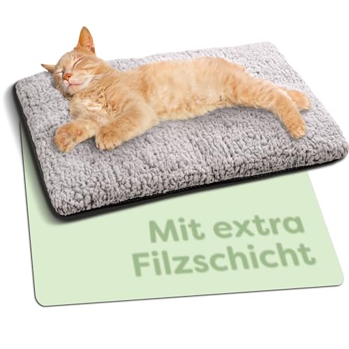 Selbstheizende Decke für Hunde & Katzen Grau 60x45cm - Weich & kuschelige Katzendecke - Geräuschdämpfung - Waschbarer Bezug - Mit Rutschfester Unterseite