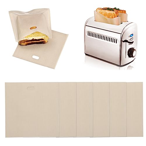 HAOMEEDUO 6 Stück Toaster Bags Wiederverwendbar Sandwich Toast Taschen Hitzebeständig Toaster Tasche Antihaft Toasttaschen 16 x 16.5 cm Sandwichbeutel Toaster Toasterbeutel Toast Tüten für Pizza