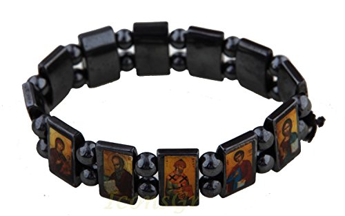 Hämatit-Armband mit Heiligenbildern