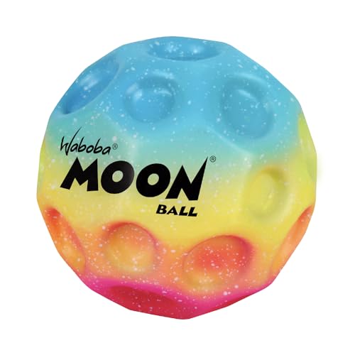 Waboba Moon Ball – am Höchsten Springender Gummiball – Patentiertes Original-Design – Ballkrater Erzeugen beim Aufprall ein knallendes Geräusch – Leicht Greifbar – Flummies für Kinder - Rainbow - 65mm