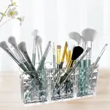 CAREDGO Kosmetik Organizer Pinselhalter Makeup Pinsel Halterung 3 Fächern Kosmetikpinsel Behälter Kunststoff Lippenstift Schminkpinsel Aufbewahrungsbox Schmink Aufbewahrung Pinselhalter für Eyeliner