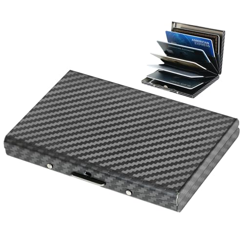 BONSYL® Kreditkartenetui, RFID Blockierung Schlankes Metall Kreditkartenetui Geldbörsen mit 6 Kartenfächer für Damen und Herren.(6 Karten/Schwarz)