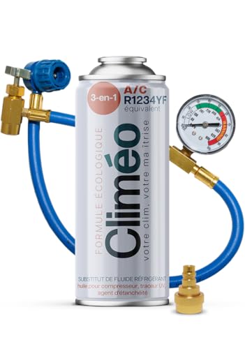 Climéo 400 ml – Umweltfreundlicher Ersatz für das Kältemittel R1234yf 2in1, 3in1 | Klimaanlagenwartung in Eigenregie (1 Dose + Schlauch, 3in1)