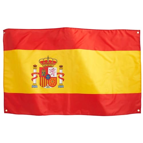 Runesol Spanien-Flagge, 3 x 5, 91x152 cm, Español Banner, 4 Ösen, Messingöse in Jeder Ecke, Fußball Weltmeisterschaft, Valencianischer Tag, Premium Fahnen, Innen, Außen, Lebendige Farben