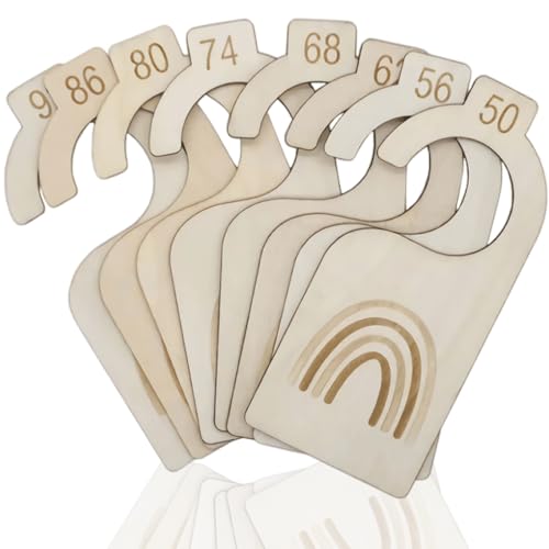 8 Stück Baby Größentrenner aus Holz,Babykleidung Kleiderschrankteiler,Babykleidung Trenner 50-92, Schrankteiler für Babykleidung,für Neugeborenen Kleinkinderkleidung
