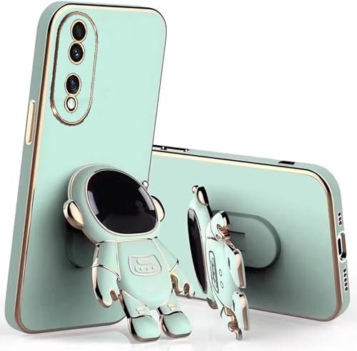 Miagon Kreativ Astronaut Ständer Hülle für Oppo A78 4G,Cute Mädchen Dünn Galvanisierte Schutzhülle Weiches Case Bumper mit Astronaut Halter Kickständer