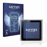 Savvies 6 Stück Schutzfolie für Apple iPod nano 2011 (6. Gen.) Displayschutz-Folie Ultra-Transparent