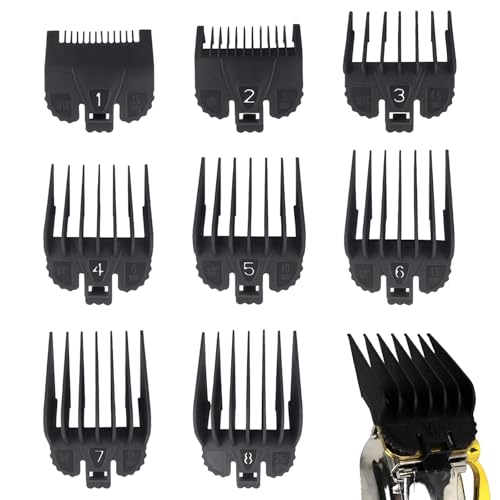 8 Set Haarschneider Aufsatz Clipper Guards Haarschneidemaschine Aufsätze Clipper Guide Limit Kamm Geeignet für Bartschneider, Haarschneider, Friseursalon-Werkzeuge