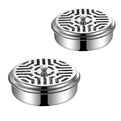 2 Stück Edelstahl Halter für Moskitospulen, Mückenspirale Halter Box, Mückenspulenhalter mit Deckel für Haus Garten Camping Angeln Reise Outdoor