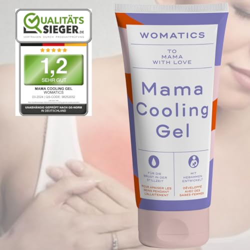 Womatics Mama Cooling Gel, kühlende Creme für stillende Mütter, Brustpflege für schmerzende und geschwollene Brüste, mit Ringelblume, 150 ml