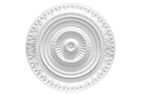 MARBET DESIGN Stuckrosette R-09, Ø 64cm - Deckenrosette weiß, aus EPS Styropor, Zierelement, Stuck, Wanddeko Wohnzimmer Lampe Polystyrol rund