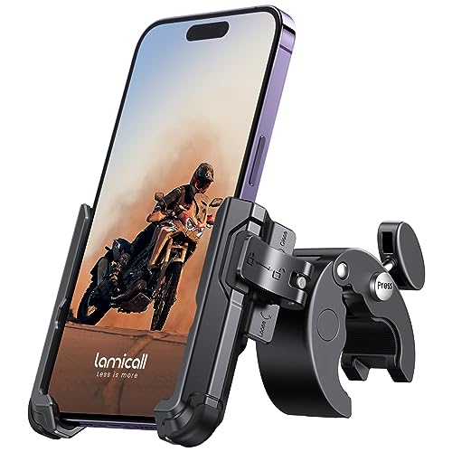 Lamicall Handyhalterung Motorrad, Handyhalter Fahrrad - 【1s Schnellspanner】 Lenker Halter für Dreharbeiten, Universal Handy Fahrradhalterung für iPhone 15 14 13 12 Pro Max Plus, Samsung, Smartphone