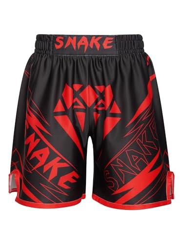 Xnihocha Kinder Jungen MMA Box Shorts Muay Thai Short Boxing Shorts Hexagon Camo Kurze Hose Boxen Fitness BJJ Kickboxing Sportshorts Typ K 122-128