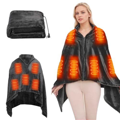 Heizdecke,Heated Shawl,USB Heizdecke,Wärmedecke mit USB Camping,Elektrisches Wärmecape,USB Wärmedecke Heizdecke,3 Temperaturstufen Einstellbar,Heizkissen Kabellos Tragbar,Maschinenwaschbar.