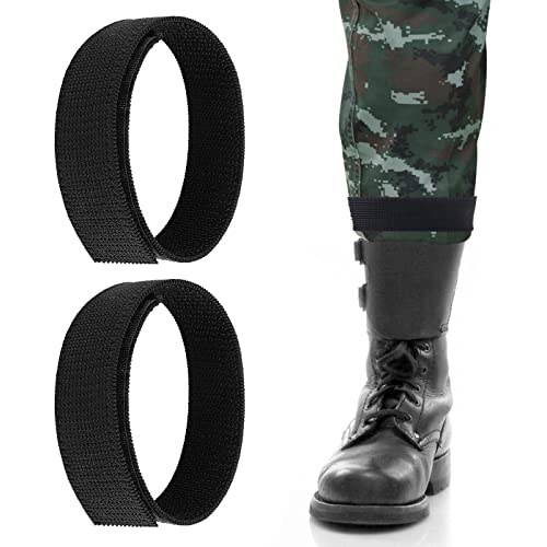 WLLHYF Schwarze Stiefelblusen Gummibänder Knöchelhosengurte mit Klettverschluss Military Bootstraps Fitnessgerätegurte für Wandern Angeln Jagd Radfahren Gartenarbeit Militäruniformen