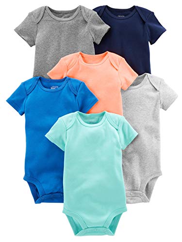 Simple Joys by Carter's Baby Jungen Kurzärmeliger Body, 6er-Pack, Blau/Orange/Minzgrün, 24 Monate