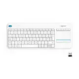 Logitech K400 Plus Kabellose Touch-TV-Tastatur mit integriertem Touchpad, Skandinavisches QWERTY-Layout - Weiß