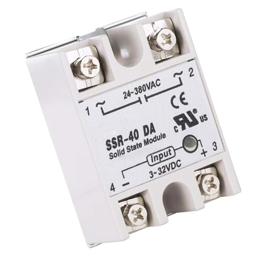 SSR-40DA Solid State Relais Binghe SSR-40DA Halbleiterrelais, SSR Relais, SSR 40DA Einphasen-Halbleiterrelais Eingang 3-32V DC Ausgang 24-380V AC Für Temperaturkontrolle