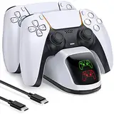 HELLCOOL PS5 Controller Ladestation, PS5 Ladestation 2 Std Schnelllade mit LED Anzeige für Playstation 5 Ladestation, PS5 Controller Ladestation Ladegerät für DualSense Wireless Controller