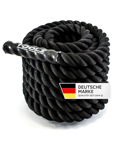 TOOLZ ® Battle Rope, Sportseil für Kraftausdauertraining, schwarz, Länge: 12m / Durchmesser: 35 mm/Gewicht: 10kg