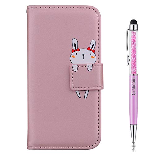 Grandoin Kompatibel mit Xiaomi Poco X3 NFC Hülle, [Cartoon Tiere] Handyhülle im Brieftasche-Stil, Handytasche PU Leder Flip Cover Bunte Muster Book Case Schutzhülle für Xiaomi Poco X3 NFC (Rosa)