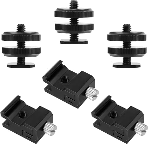 3 Set Blitzschuh Adapter enthält 3 Kamera Blitzschuhadapter 1/4" Stativschraube und 3 einstellbare Metall Blitzschuhhalterung Blitzhalterung Lampenhalter für Stativ DSLR Kamera LED Licht Flash