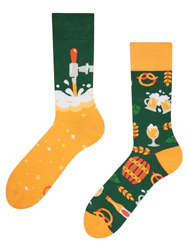 Dedoles Socken Unisex Damen Herren & Kinder Baumwolle viele lustige Designs 1 Paar Geschenk links rechts verschieden, Farbe Grün, Motiv Kneipe, Gr. 35-38