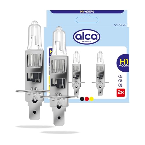 alca® Halogenlampe H1 Fahrzeuglampe Glühbirne Auto Leuchtmittel 12V 55W Sockel: P14.5 (2 Leuchtmittel - H1 + 100% mehr Sicht)