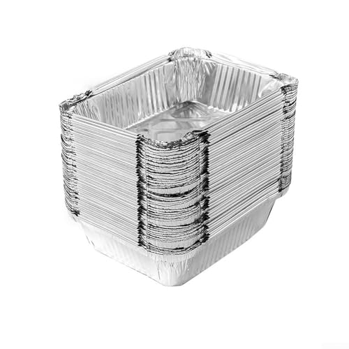 ZYWUOY 50 Stück Blechfolienschalen, spezielle verdickte, rechteckige Blechfolie, Schüssel, Verpackungsbox für Grillen, Kochen, Backen (230 ml)