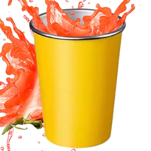 Isolierte Tassen, Edelstahl -Trinkbecher,Tragbarer Becher - Edelstahl -Becher, wiederverwendbar, leicht, isoliert, gelbe Getränke für Kaffee, Tee, heiße und kalte Getränke, Zuhause und Außengebrauch