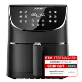 COSORI Heißluftfritteuse 5,5L XXL Friteuse Heissluft Fritteusen Air Fryer mit Digitalem LED-Touchscreen, 13 Kochfunktionen, Vorheizen&Warmhalten, Shake-Modus, ohne Öl, 1700W, Schwarz