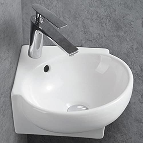 BERNSTEIN Eckwaschbecken klein Wandwaschbecken KW198A Keramik Waschbecken für Gäste WC - 39,5 x 36,5 x 14 cm - 5 Jahre Garantie - Hängewaschbecken mit Armaturloch Handwaschbecken in Weiß