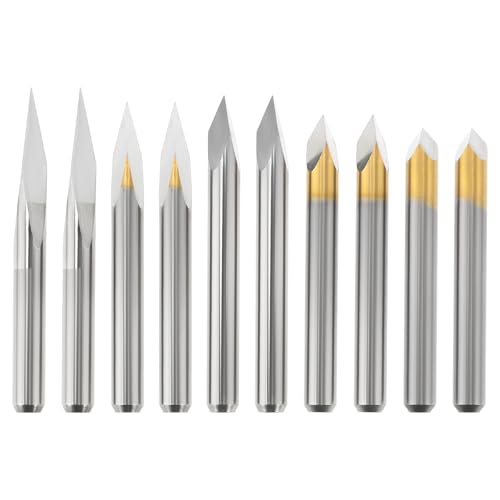 Be In Your Mind 10 Stück 1/8 Zoll Schaft CNC 3D Fräser Router V Bits 3,175 Mm 3 Kanten Pyramidengravur 20 30 45 60 90 Grad