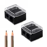 2 Stück Makeup Sharpener Anspitzer,Dual Bleistift Spitzer für Kajalstifte Eyeliner,Pencil Sharpener mit Behälter Klein,Tragbare Anspitzer Dicke Stifte,Doppelanspitzer für Dicke,Dünne Stifte