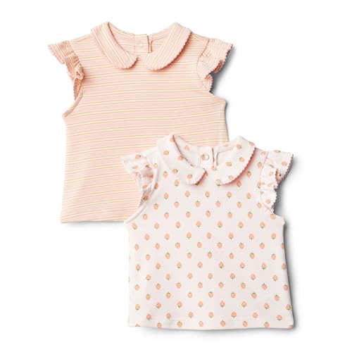 Amazon Essentials x Sofia Grainge Mädchen Kurzärmelige Bluse, 2er-Pack, Erdbeere/Streifen, 3 Jahre