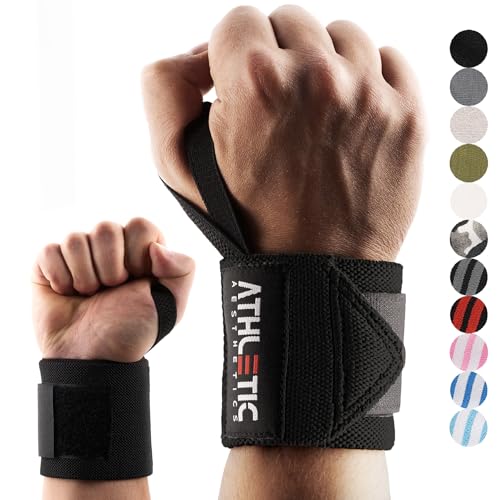 ATHLETIC AESTHETICS Handgelenk Bandagen Fitness - Wrist Wrap (45 cm im Paar) Handgelenkbandage für Krafttraining, Fitness, Bodybuilding, Crossfit - Handgelenkstütze mit Übungsguide als PDF