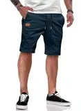 JMIERR Cargo Shorts Herren Baumwolle Chino Shorts Herren Sommer Freizeit Chino Stretch mit Taschen Blau M