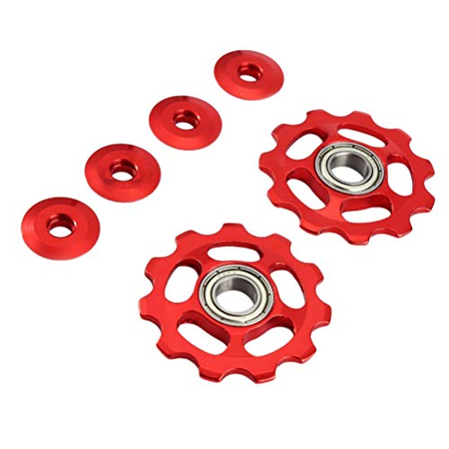 BESPORTBLE Schaltungsrädchen Zahnräder Schaltwerk 2 11 T Aluminium Abgedichtetes Lager Stützrad Umwerferscheibe für Fahrradzubehör (Rot) Schaltwerk 9fach Schaltröllchen Orange