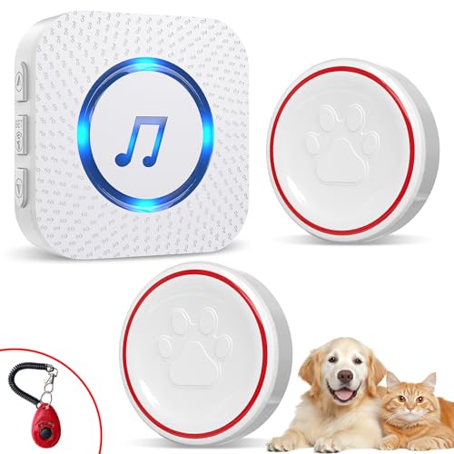 ChunHee Katzenklingel/Hundeklingel Buzzer Hund Haustier Türglocken Sensor Berührt Wasserdicht Türklingel Steckdose Empfänger 55 Klingeltöne und 5 Stufen Einstellbare Lautstärke